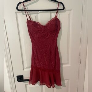 Hours of CB Mistress Rocks Sangria lace mini dress